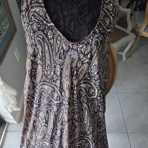 MONA LISA Black and Tan Paisley Boho Dress